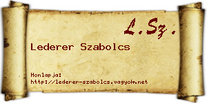 Lederer Szabolcs névjegykártya